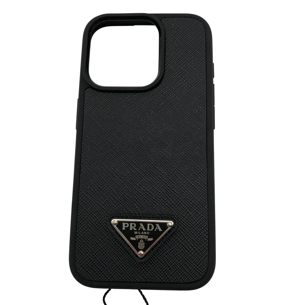 NWT Prada Saffiano Leather iPhone 15 Pro Case Nero Black Luxury Cover